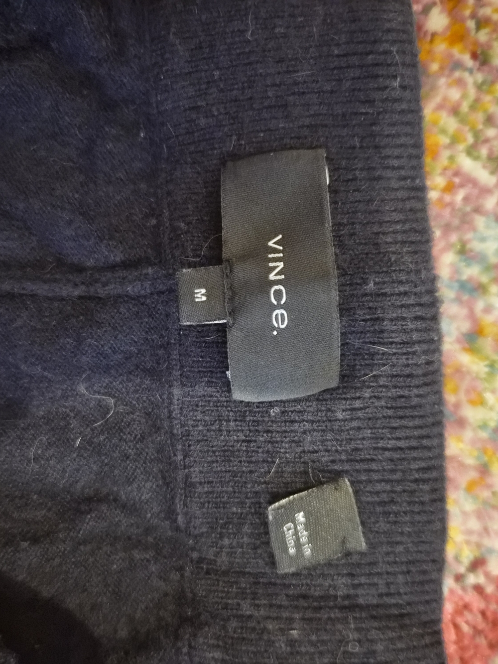 Vince Men's Dark Navy Ribbed Crewneck Sweater